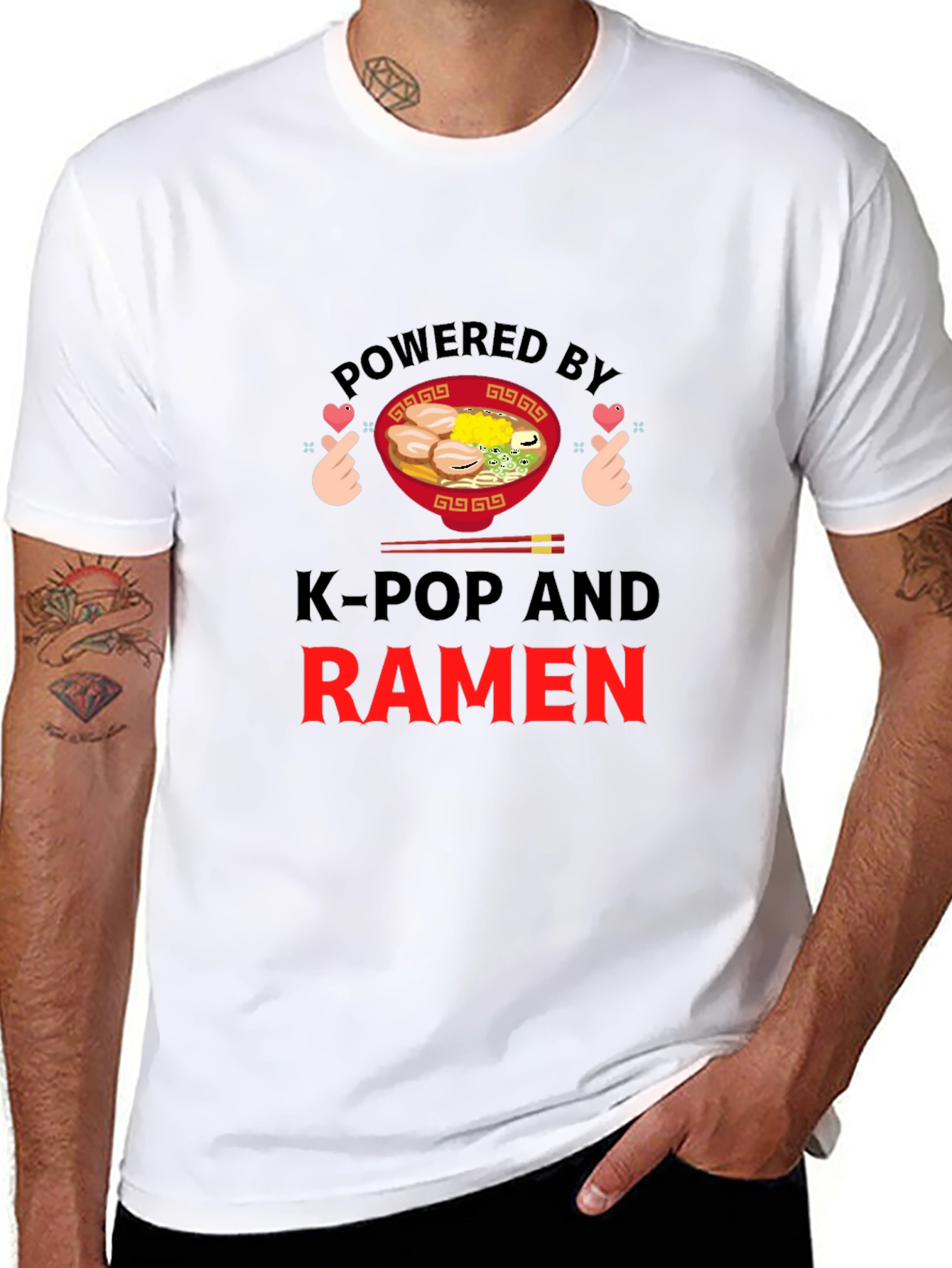 K-Pop & Ramen Powered Graphic T-Shirt