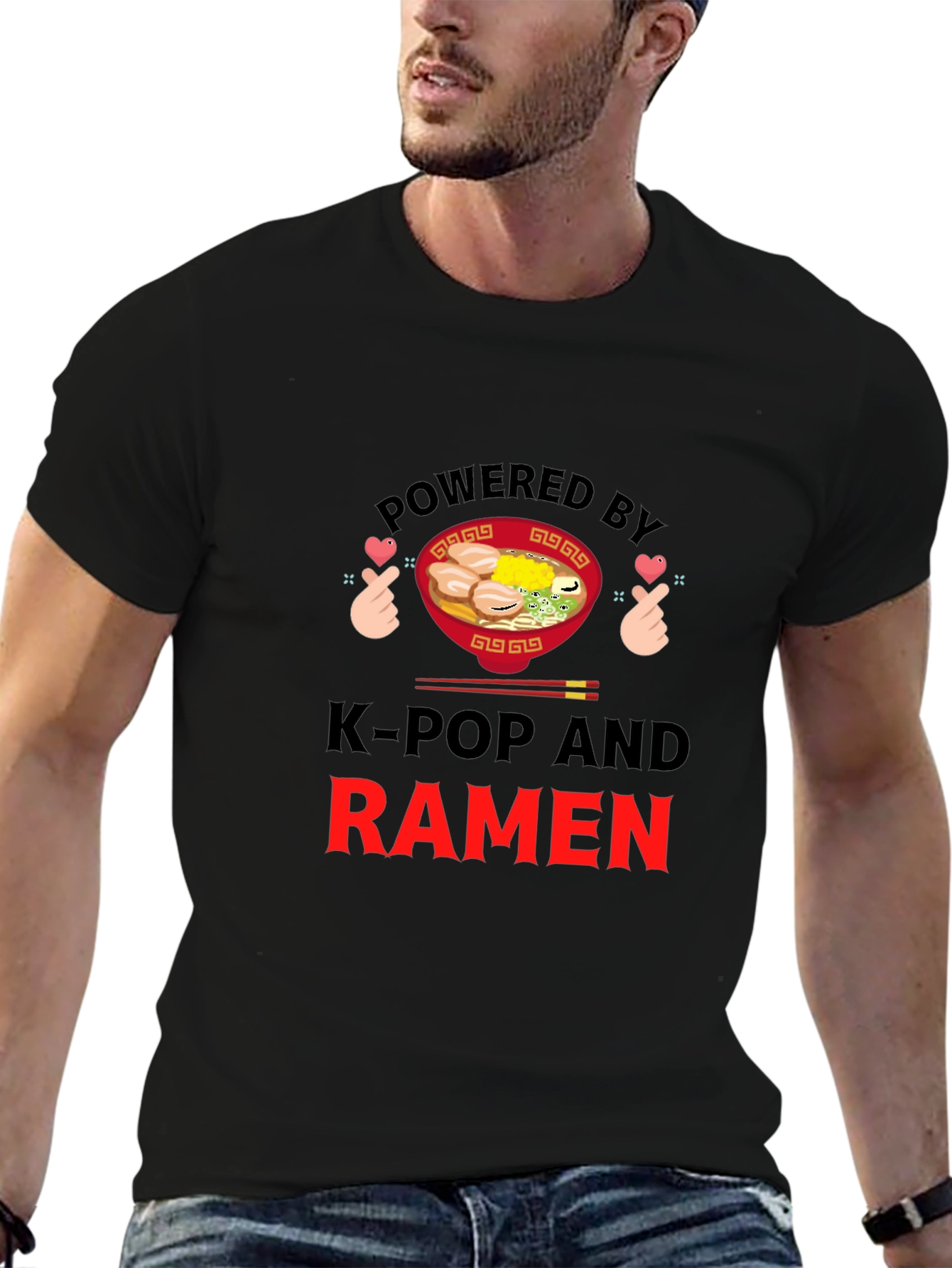 K-Pop & Ramen Powered Graphic T-Shirt