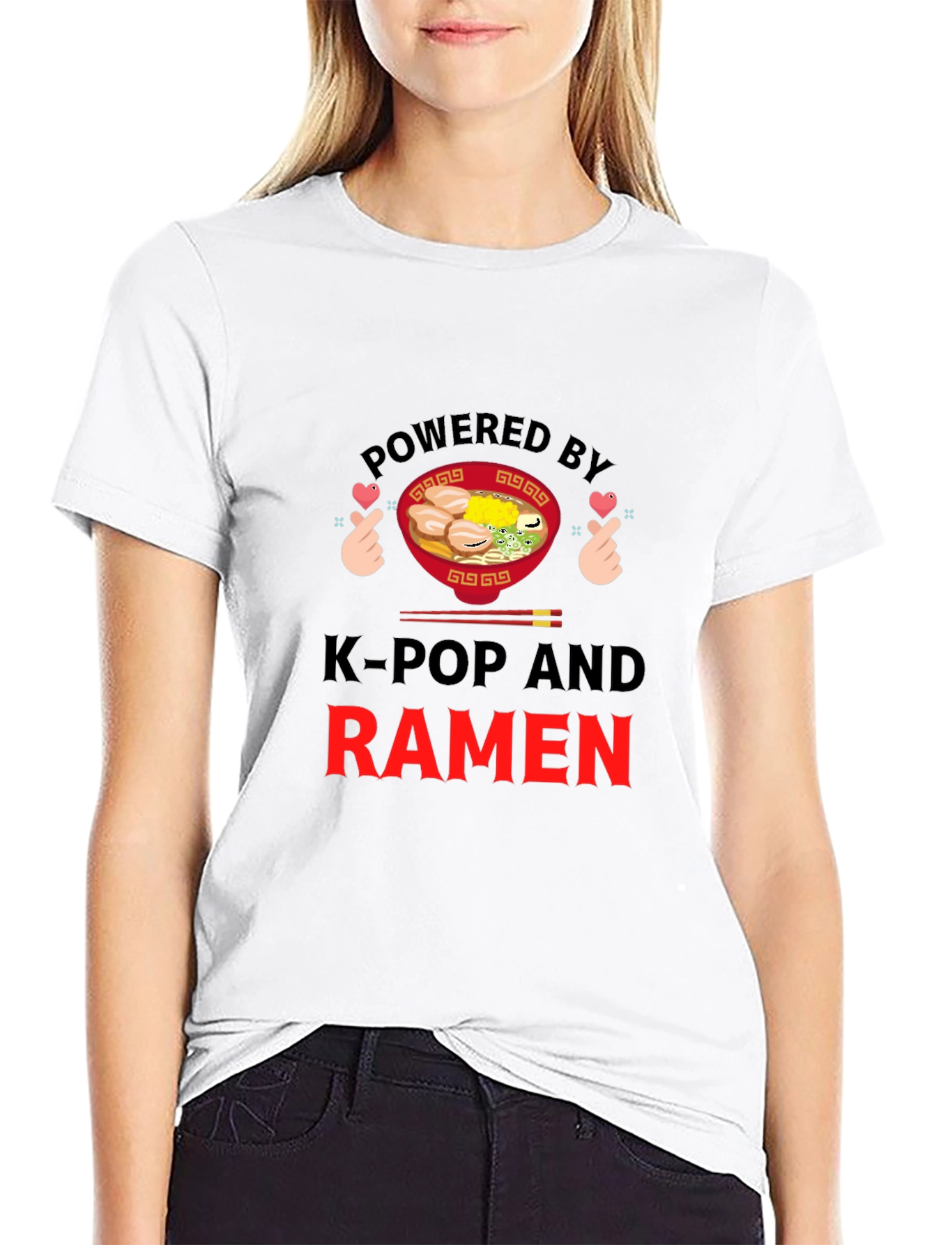 K-Pop & Ramen Powered Graphic T-Shirt