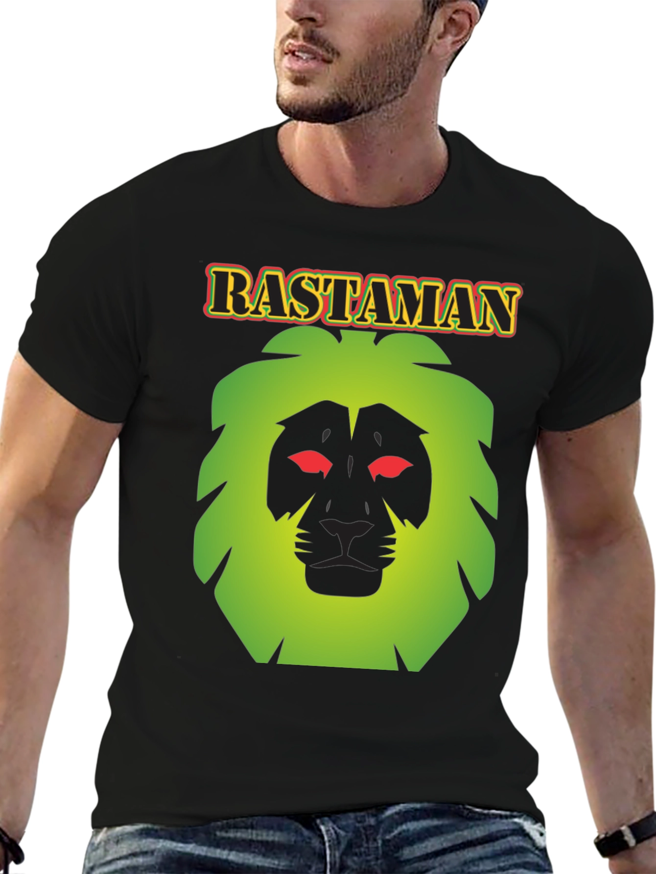 Rastaman Lion Graphic Black T-Shirt