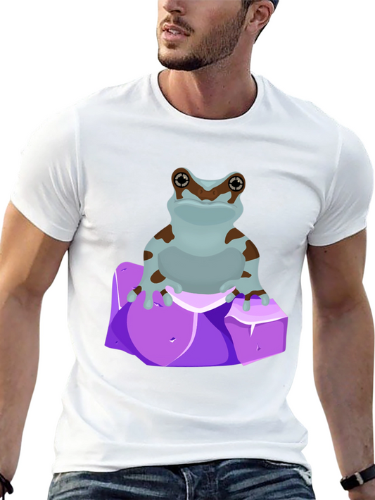 Frog on Rocks Graphic T-Shirt - Stylish Black Tee