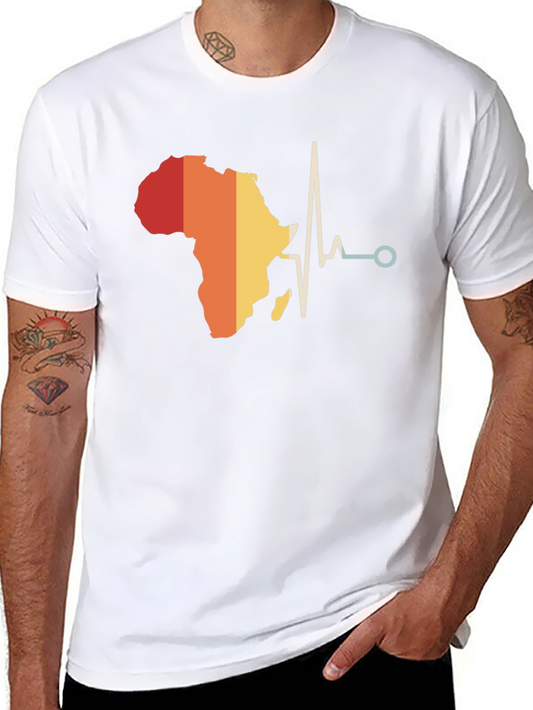 Africa Heartbeat Graphic Tee - Black Cotton T-Shirt