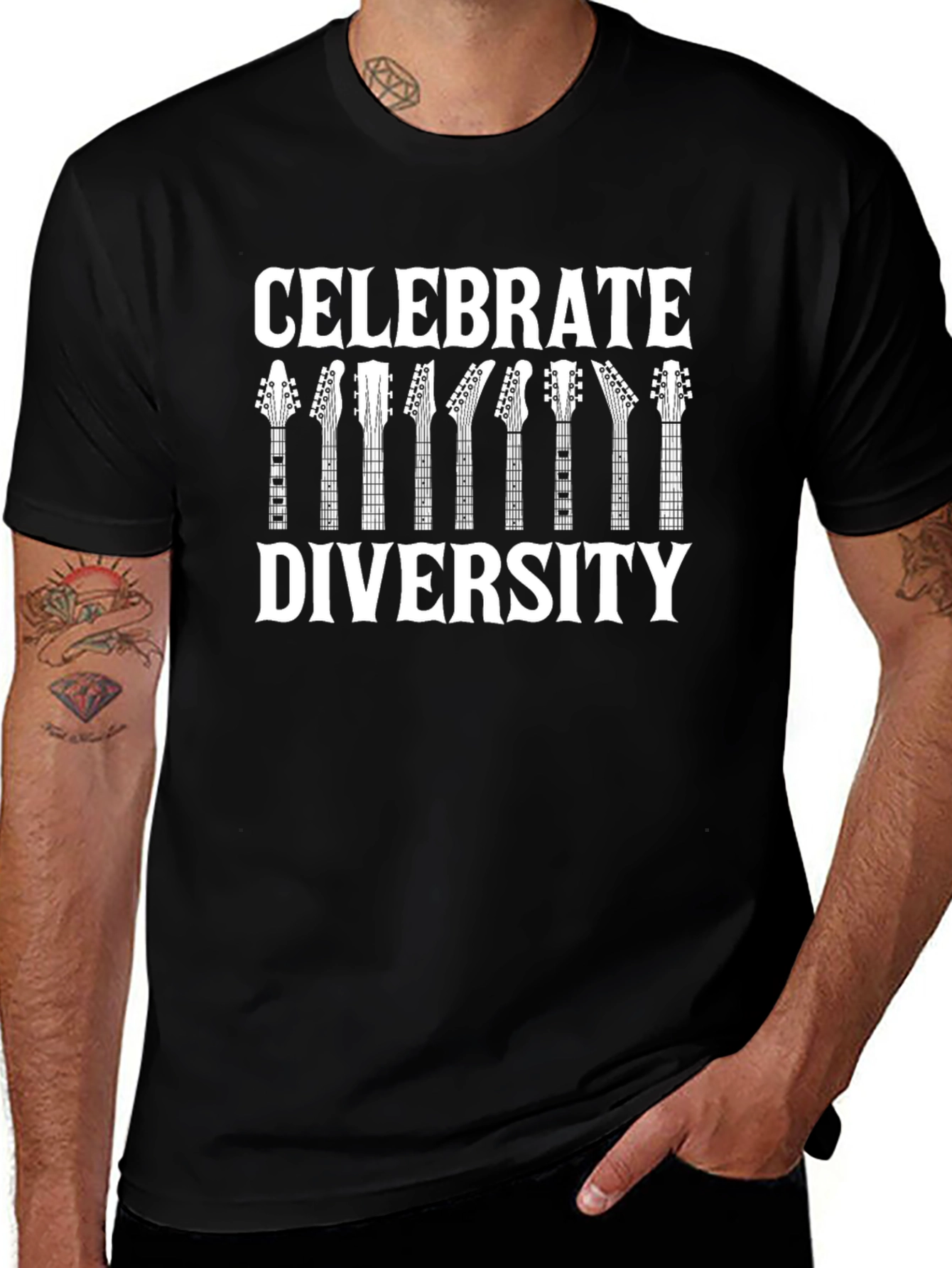 Celebrate Diversity Guitar T-Shirt