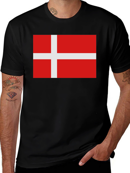 Danish Flag T-Shirt - Black Cotton Tee