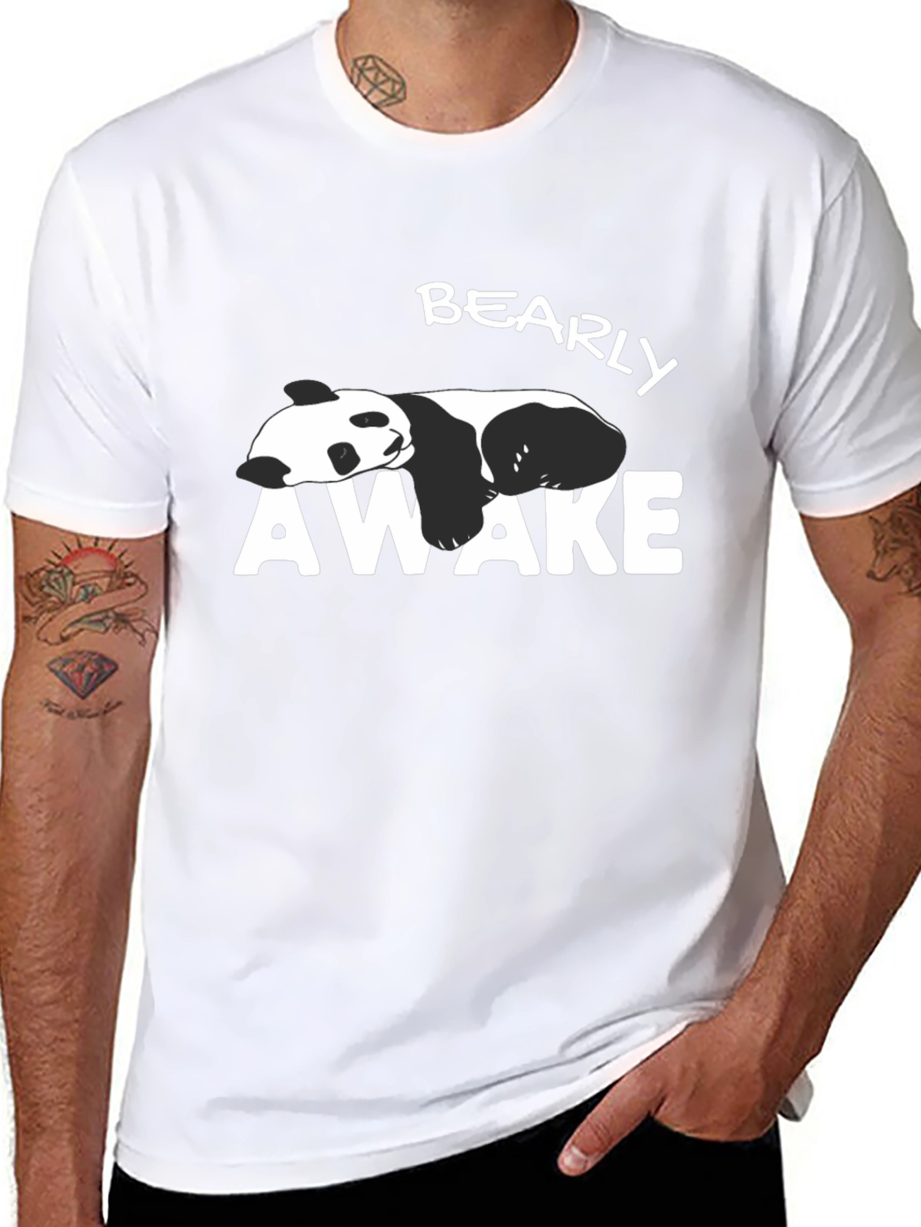 Bearly Awake Panda Graphic T-Shirt - Black