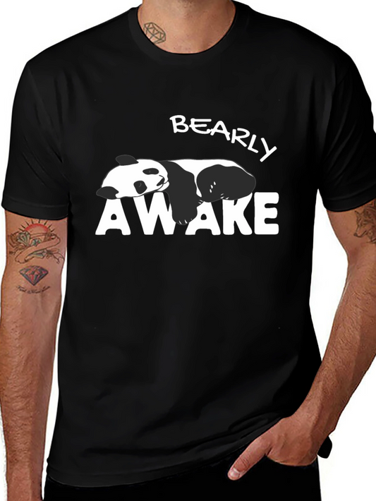 Bearly Awake Panda Graphic T-Shirt - Black