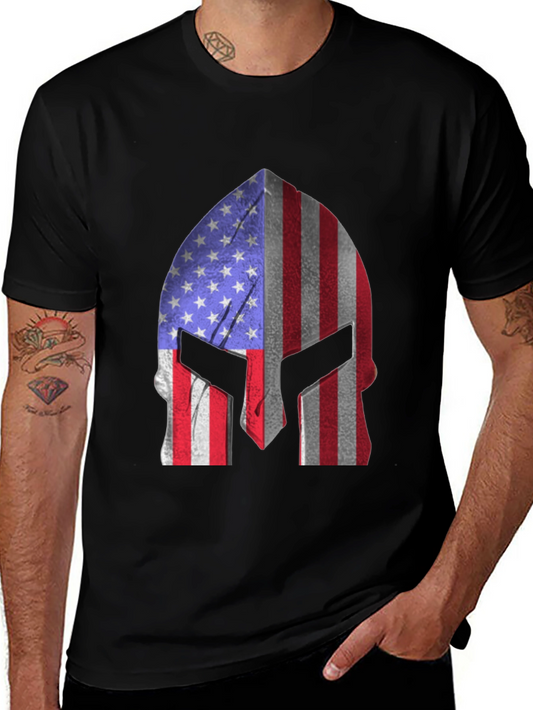 American Flag Spartan Helmet T-Shirt