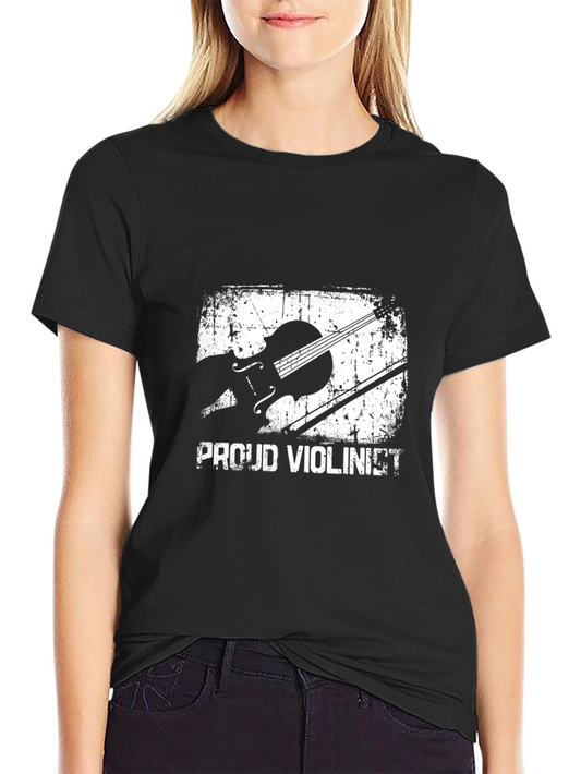 Proud Violinist Graphic Tee - Black Cotton Shirt