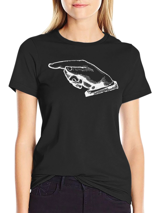 Pointing Hand Graphic Tee - Black Cotton T-Shirt