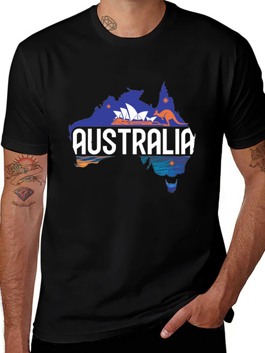 Australia Map Graphic T-Shirt - Mens Black Tee