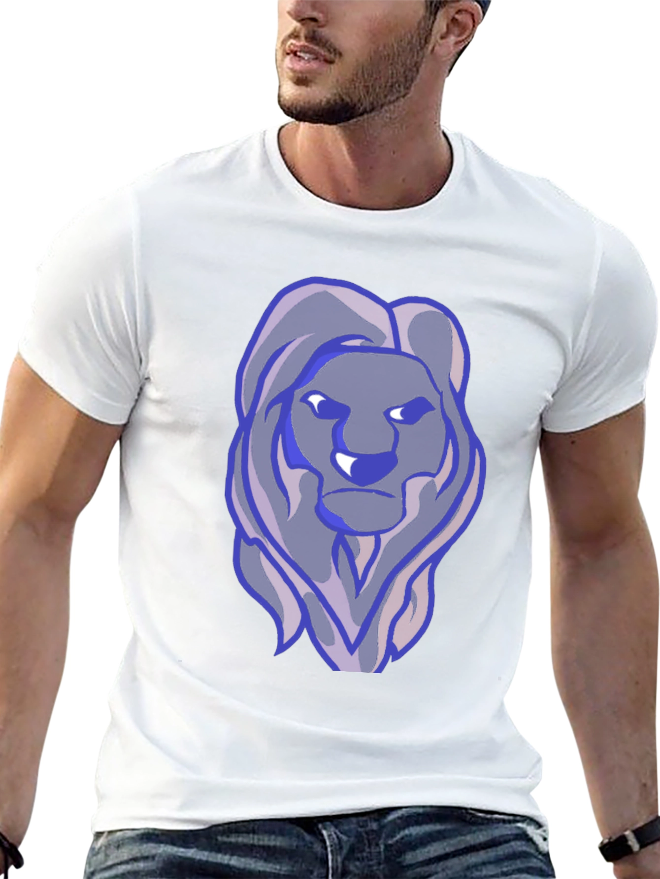 Lion Graphic Print T-Shirt - Black