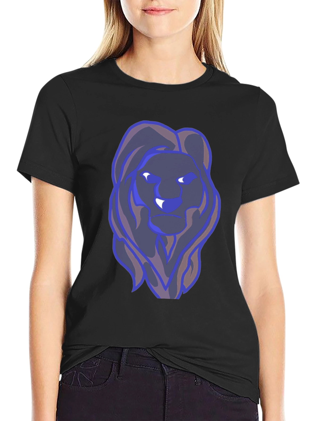 Lion Graphic Print T-Shirt - Black