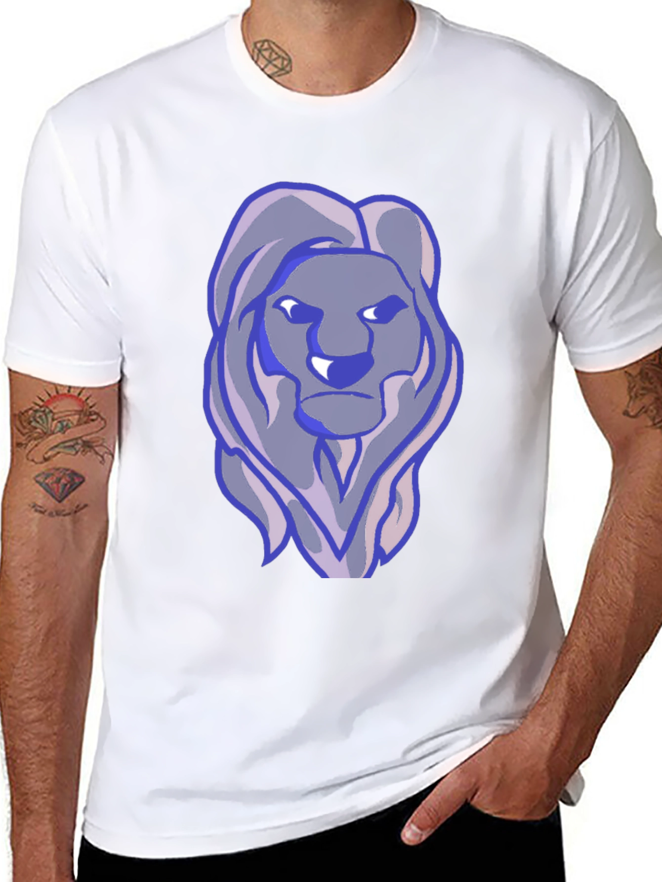 Lion Graphic Print T-Shirt - Black