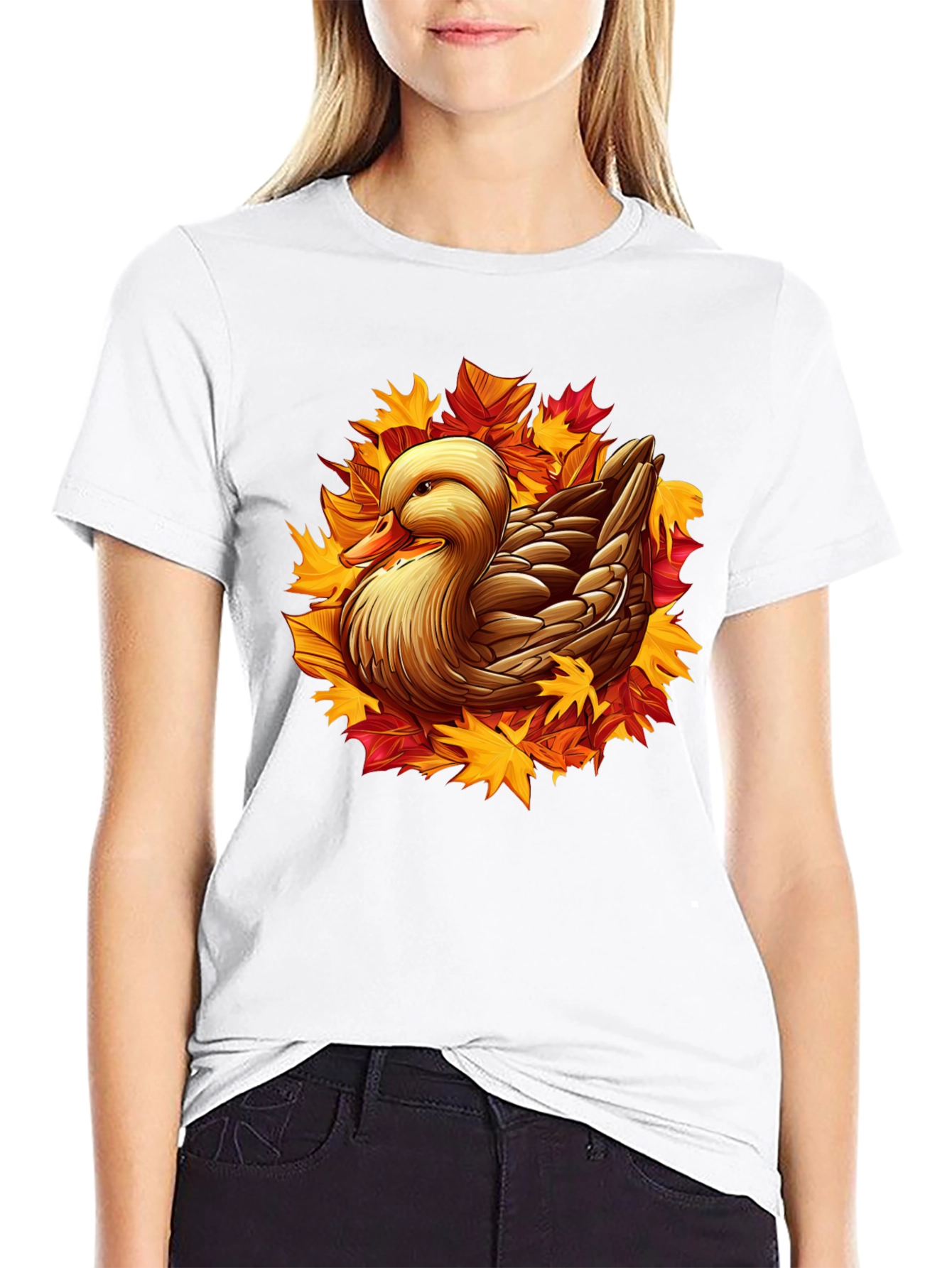 Autumn Duck Graphic T-Shirt - Black
