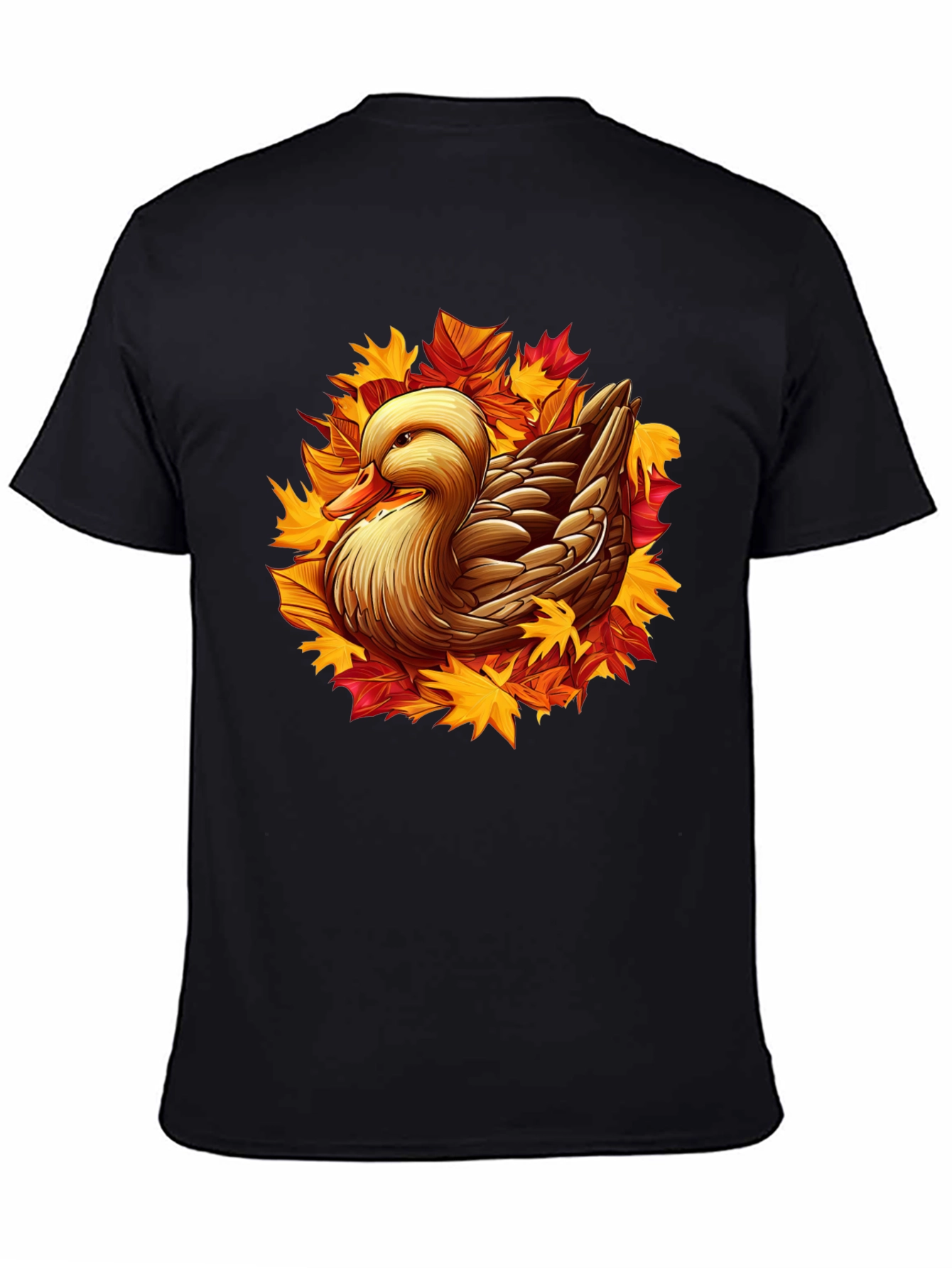 Autumn Duck Graphic T-Shirt - Black