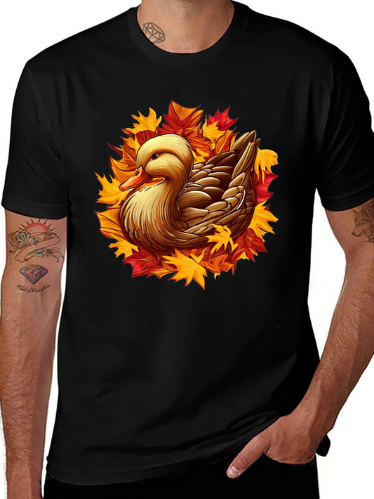 Autumn Duck Graphic T-Shirt - Black