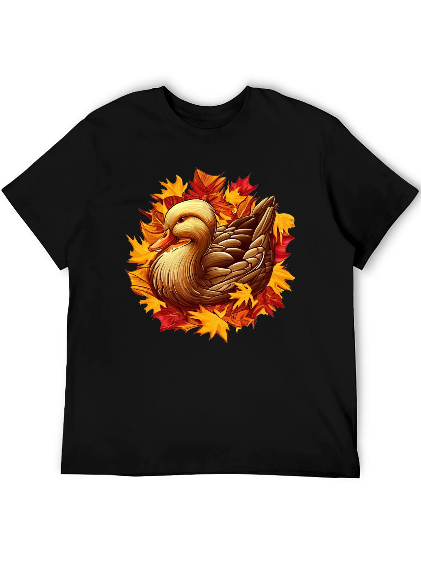 Autumn Duck Graphic T-Shirt - Black