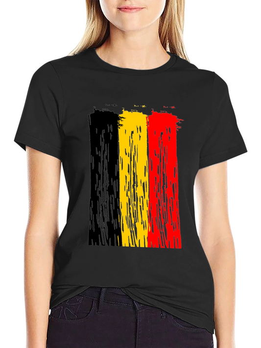 Belgium Flag Brushstroke T-Shirt - Black