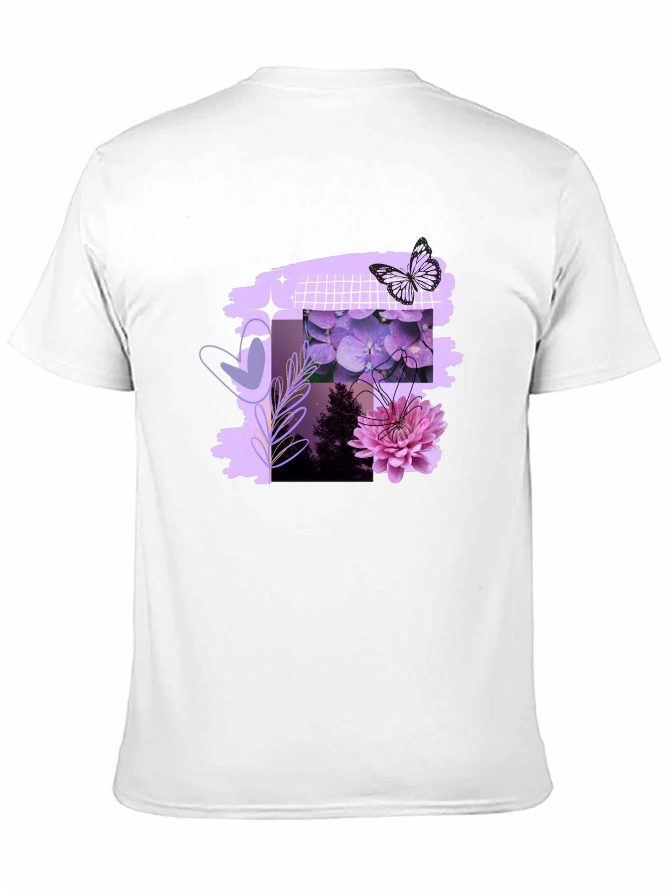 Floral Butterfly Graphic Print Mens Black Tee