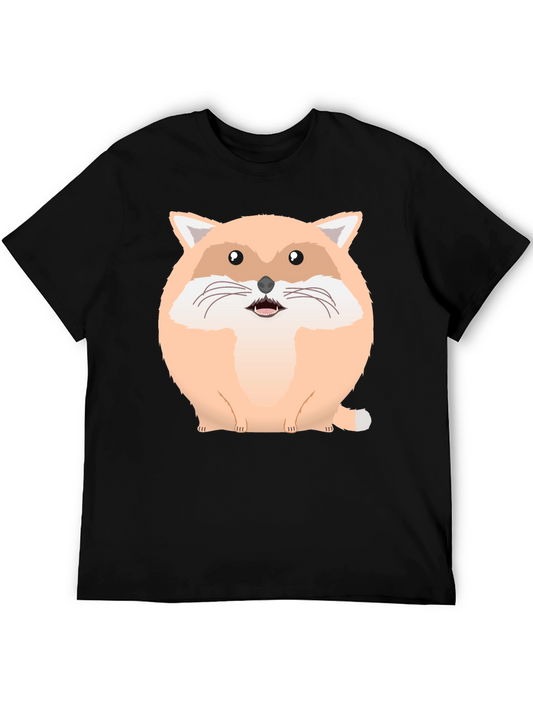 Cute Raccoon Graphic T-Shirt - Round Design Black Tee