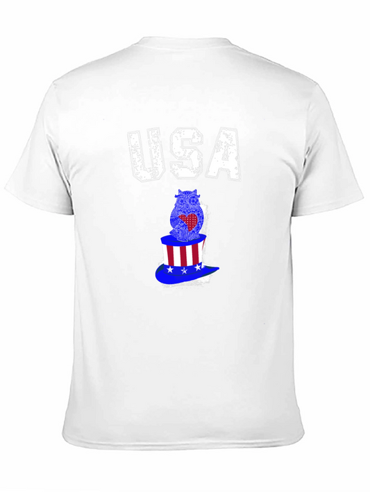 USA Owl Patriotic T-Shirt American Flag Hat Tee