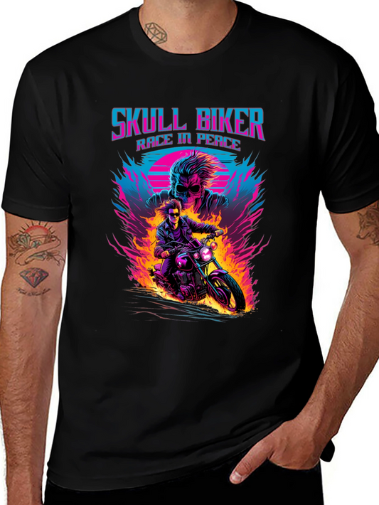 Skull Biker Graphic Tee - Race in Peace