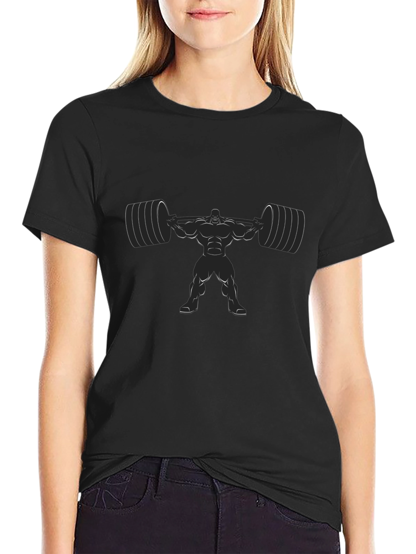Weightlifter Graphic Tee - Black Cotton Blend Shirt