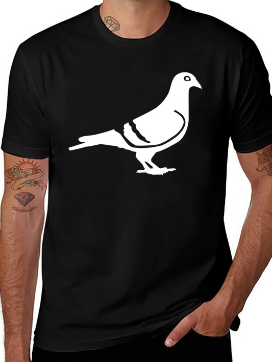 Pigeon Graphic Tee - Black Casual T-Shirt