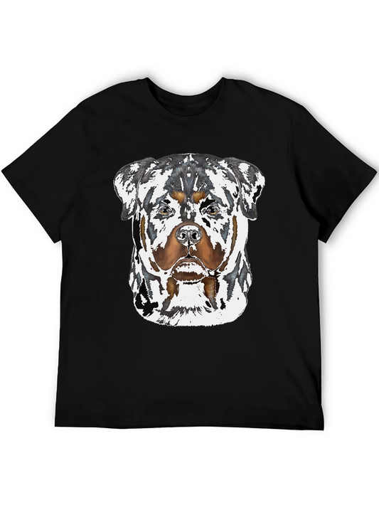 Rottweiler Dog Graphic T-Shirt - Black Cotton Blend
