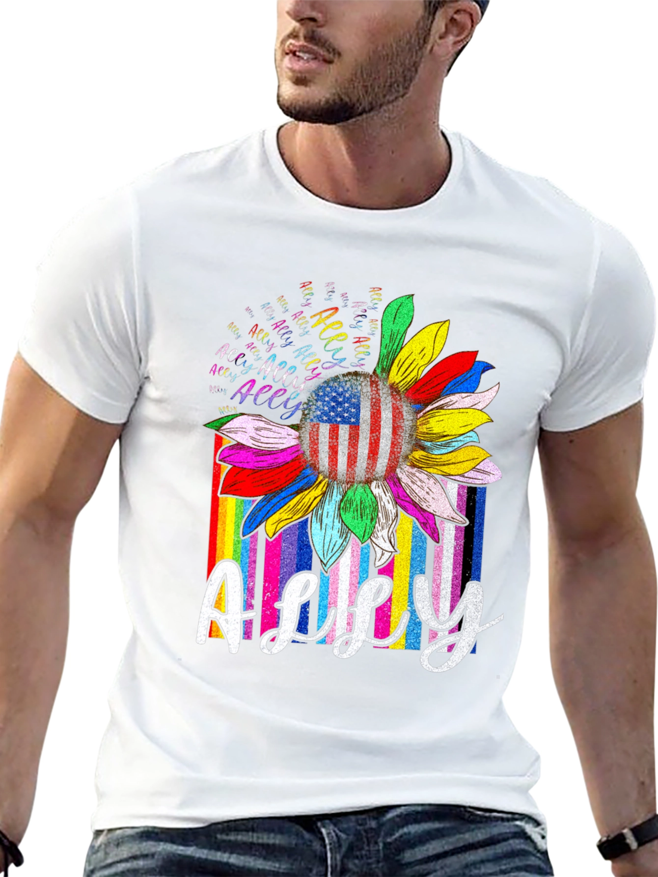 Ally Pride Rainbow Sunflower Tee