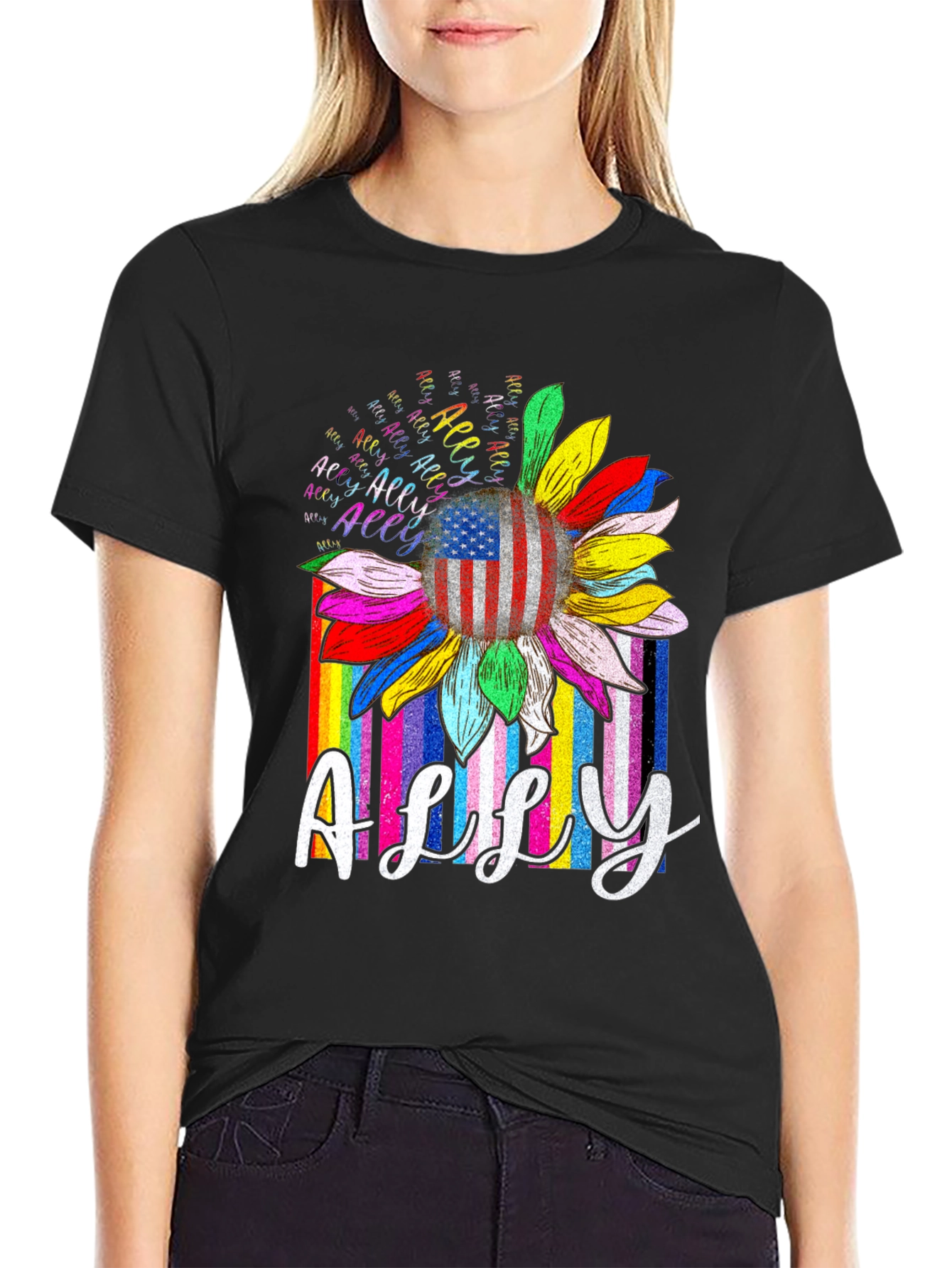Ally Pride Rainbow Sunflower Tee