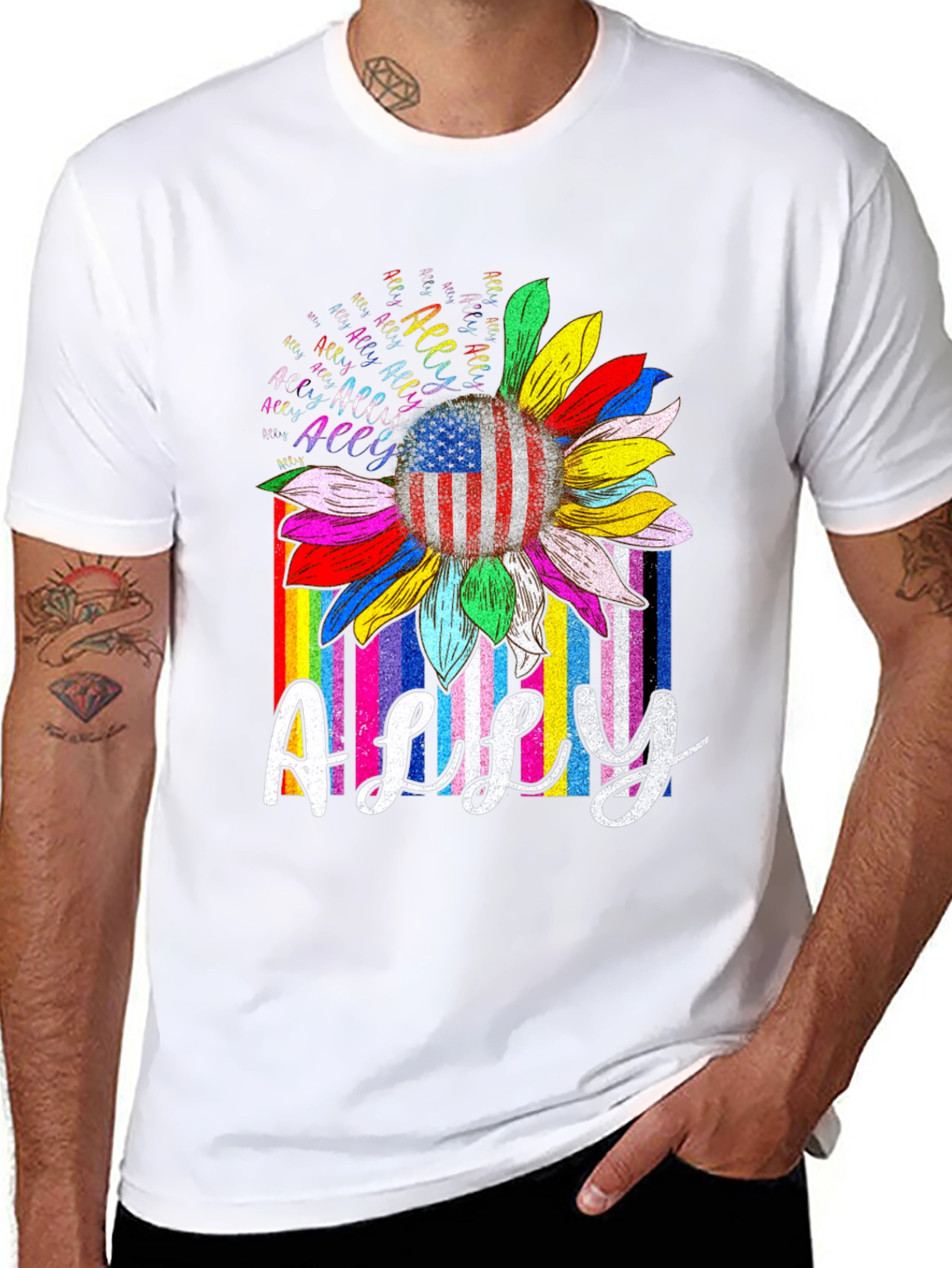Ally Pride Rainbow Sunflower Tee