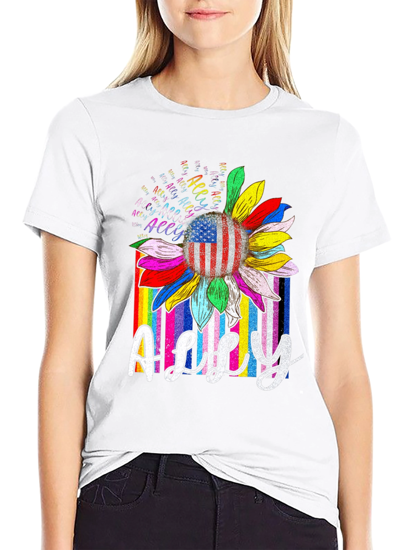 Ally Pride Rainbow Sunflower Tee