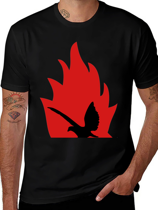 Fiery Bird Graphic Tee - Bold Black Shirt