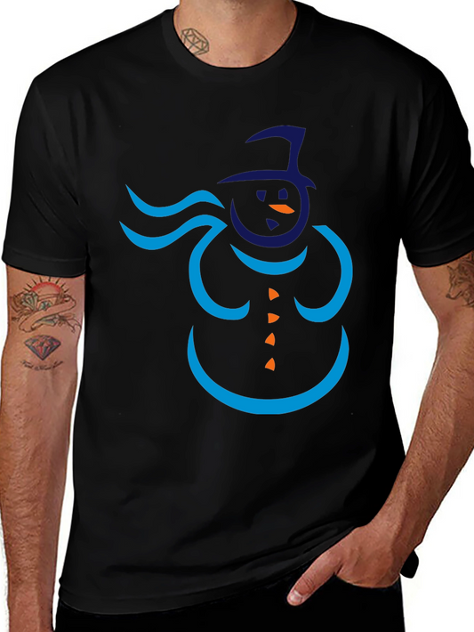 Festive Snowman Graphic Tee - Black
