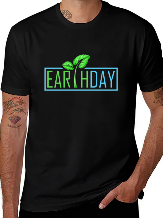 Earth Day Graphic T-Shirt - Black Cotton Tee