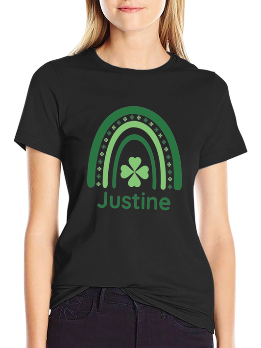 St. Patricks Day Justine Shamrock Rainbow T-Shirt
