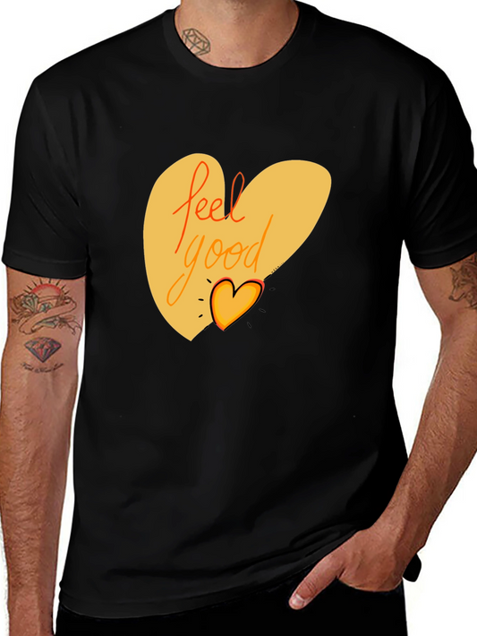 Feel Good Graphic Tee - Black Cotton Blend Shirt