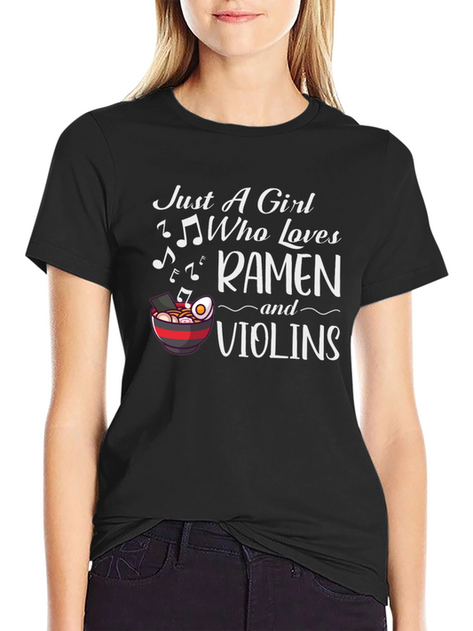 Ramen & Violin Lover T-Shirt - Music Noodles Womens Tee