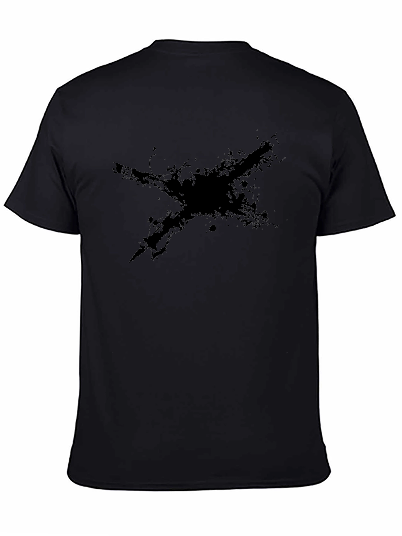 Mens Black T-Shirt with Abstract Cross Design