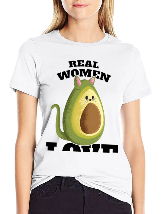Real Women I Love Avocado Cat T-Shirt