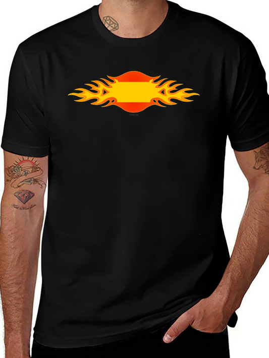 Flaming Oval Graphic Tee - Cool & Casual Black T-Shirt