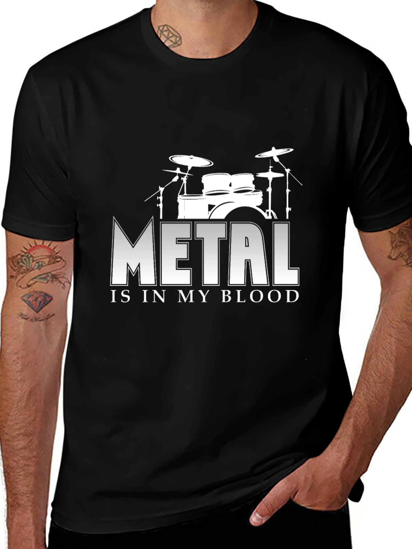 Metal Music T-Shirt - Drum Kit Design