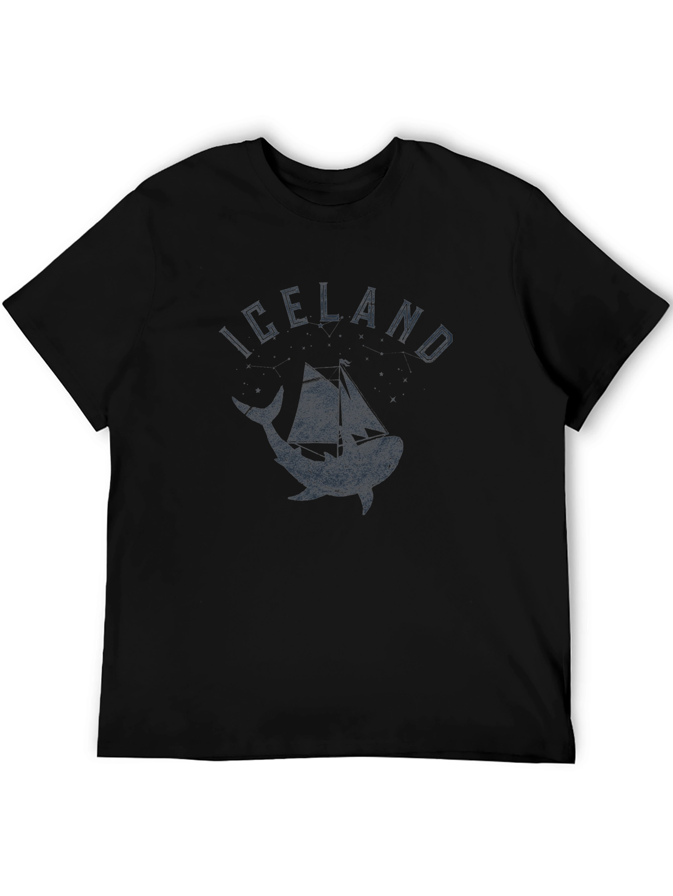 Iceland Whale Sailboat Graphic Tee - Black