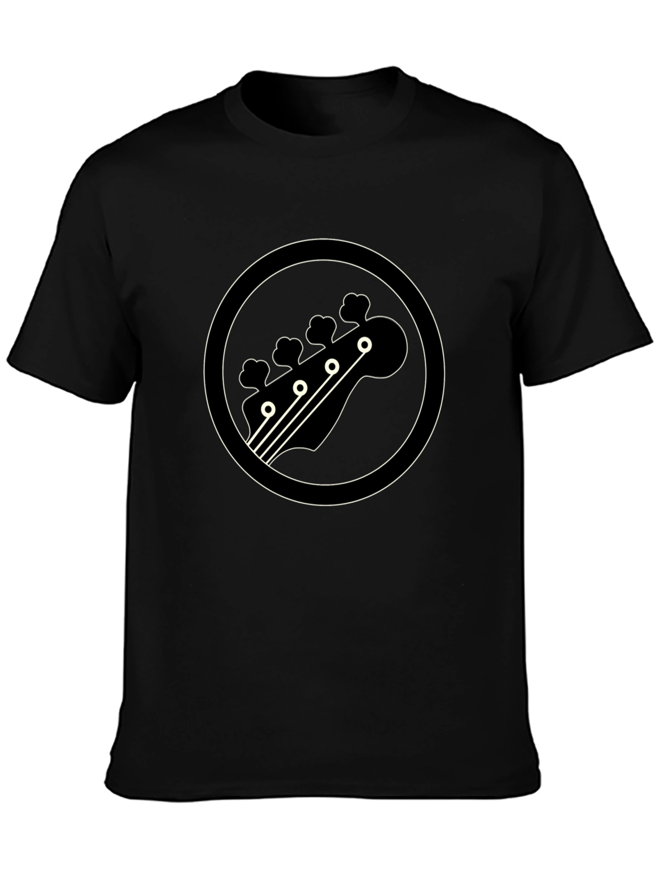 Bass Guitar Headstock Graphic Tee - Black
