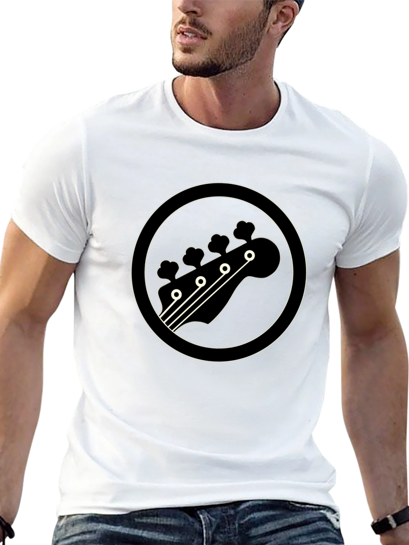Bass Guitar Headstock Graphic Tee - Black