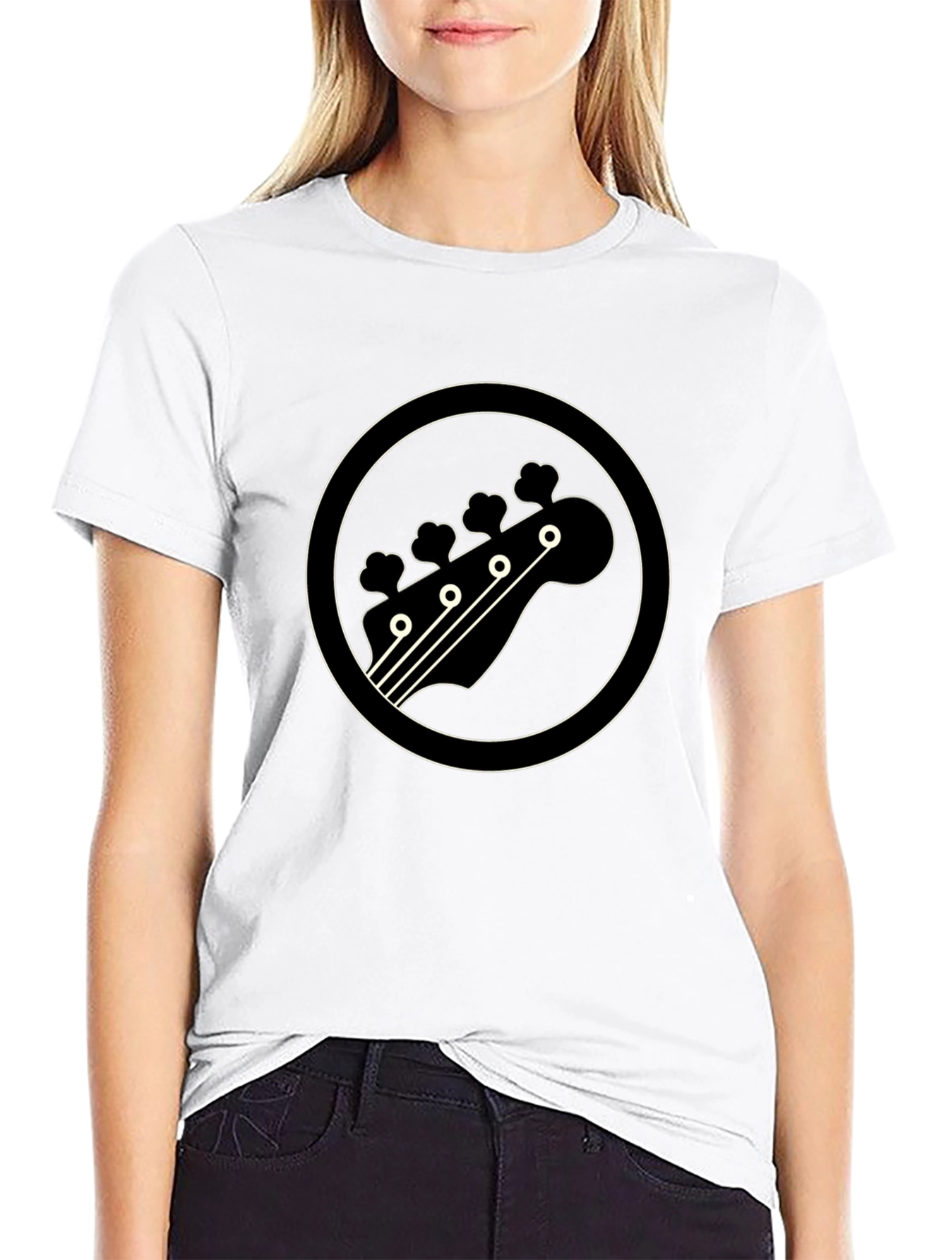 Bass Guitar Headstock Graphic Tee - Black