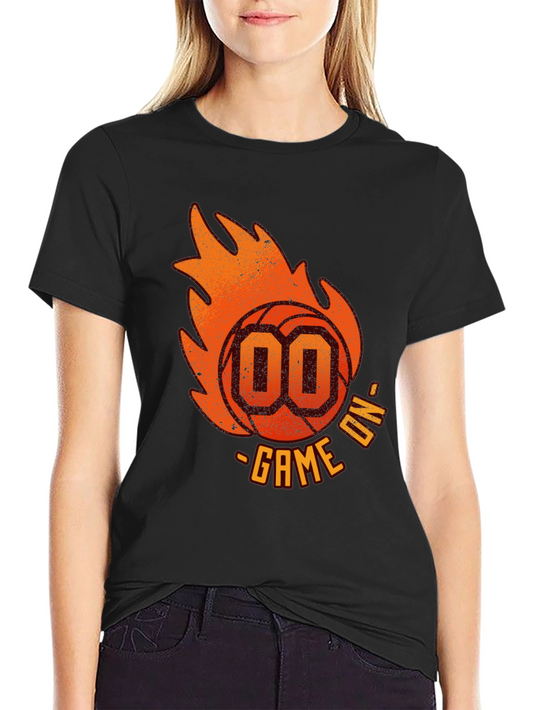 Game On T-Shirt: Flaming Basketball Graphic Tee