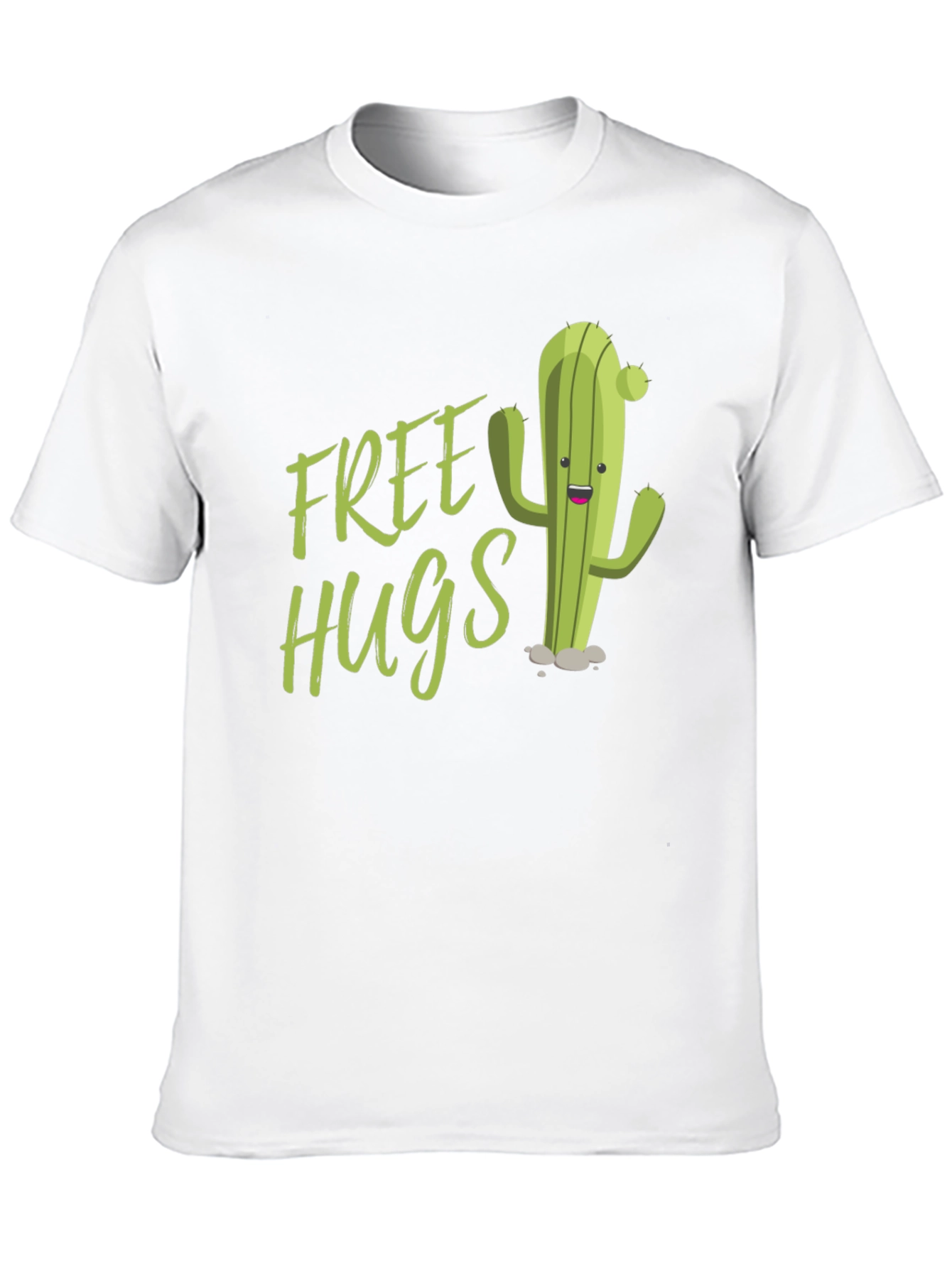Free Hugs Cactus Graphic Tee - Fun Black T-Shirt