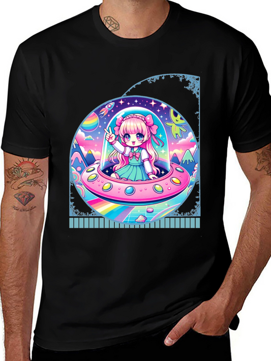 Anime Girl UFO Graphic T-Shirt